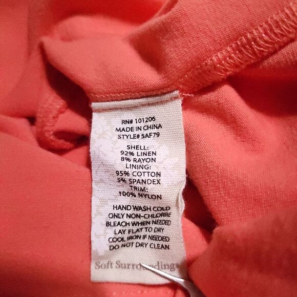 Soft Surroundings Linen Top Tunic Women 1X Orange 2 Piece Cami Fish Net Lay - Picture 7 of 12